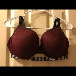 PINK Leopard Logo Band Push-Up Bra
